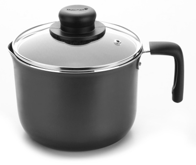 Leiteira com Tampa de Vidro Gourmet Antiaderente de Alumnio  